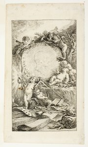 Frontispice, planche une de Recueil de Poésies de Sedaine - Gabriel Jacques de Saint Aubin
