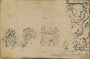 Esquisses de Danseurs et Têtes de Putti - Gabriel Jacques de Saint Aubin