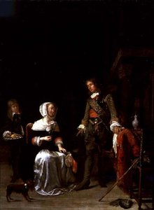 Un soldat rendant visite à une jeune femme - Gabriel Metsu