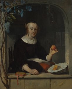 Une femme assise à une fenêtre - Gabriel Metsu