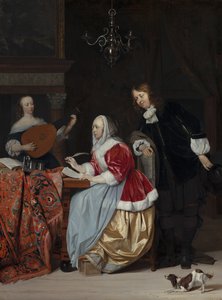Une jeune femme composant une pièce de musique - Gabriel Metsu