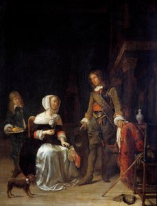 Un soldat rendant visite à une jeune fille