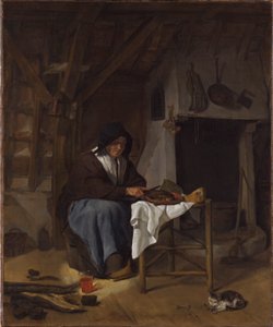 Vieille femme à son repas dans un intérieur - Gabriel Metsu