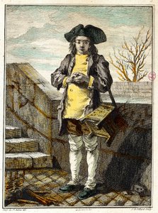 Vieux métiers : le cireur de chaussures. Gravure par Gabriel de Saint Aubin (1724-1780) 18e siècle Paris, musée Carnavalet - Gabriel de Saint Aubin