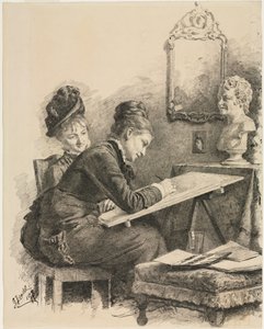 Deux Femmes Dessinant une Sculpture, 1878
