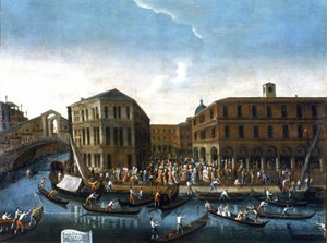 Passage des représentants de la ville au Rialto. Peinture de Gabriel Bella. Seconde moitié du 18e siècle. Galerie de tableaux Querini Stampalia, Venise (?).