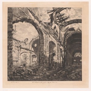 Ruine de la Salle des pas perdus à Paris après l