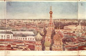 Panorama de Moscou, représentant la cathédrale Saint-Basile, 1819 - Gadolle
