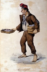 Petits métiers de Naples : le vendeur de poissons. Lithographie de F. Dura - Gaetano Dura