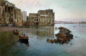 Le rivage à Naples. Peinture de Gaetano Esposito (1858-1911) - Gaetano Esposito