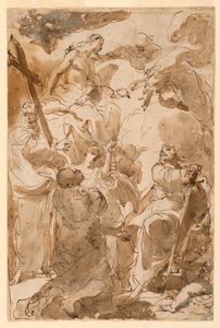 Dessin, La Trinité et les Apôtres, Saint Pierre et Saint Paul, 1770-80