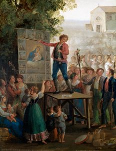 Un artiste de rue chantant les miracles de la Vierge à la fête de la Madonna dell
