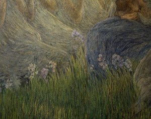 Herbe et fleurs, détails de La Maternité - Gaetano Previati