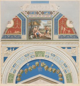 Lunette et champ voûté avec Adam et Ève au travail