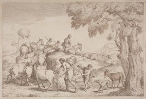 Un berger âgé vu de dos - Gaetano Zompini, after Giovanni Benedetto Castiglione
