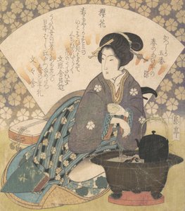 Courtisane buvant du thé, vers 1830 - Gakutei