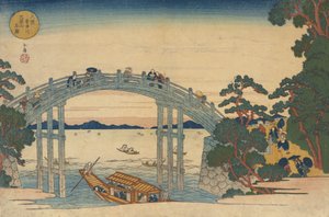 Pont de pierre sur la rivière Aji, Osaka, 1838