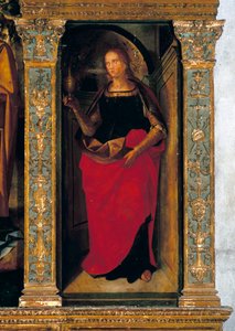 Polyptyque avec la Nativité avec des panneaux latéraux représentant les saints Pierre, Paul, Clément et Madeleine (détail de Marie Madeleine) - Galeazzo and Aleni Tommaso fl.1505 15) Campi