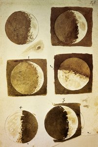 Sidereus Nuncius (Messager des étoiles) avec dessins des phases et de la surface de la Lune