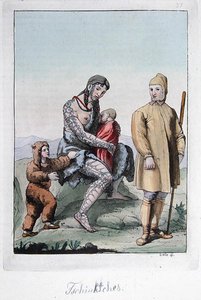 Un couple tchouktche avec leurs enfants, illustration de 