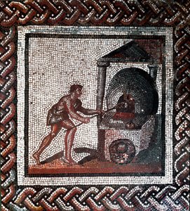 Scène de fabrication du pain (mosaïque, fin 2e, début 3e siècle) - Gallo Roman