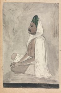 Homme en turban vert assis en tailleur - Gangaram Chintaman Tambat
