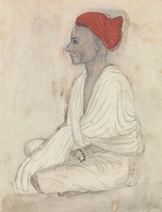 Homme en turban rouge assis en tailleur - Gangaram Chintaman Tambat