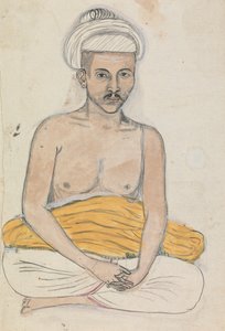 Homme avec un tissu jaune sur ses genoux - Gangaram Chintaman Tambat