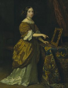 Fille debout devant un miroir, 1668 - Gaspar Netscher