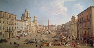 Vue de la Piazza Navona, peinture de Gaspar van Wittel ou Gaspare Vanvitelli (1652 ou 1653-1736), Italie - Gaspar van Wittel