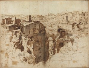 La Cascade et la ville de Tivoli - Gaspar van Wittel