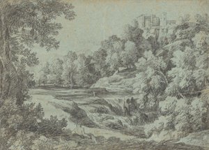 Paysage italien avec fortifications et cascade - Gaspard Dughet