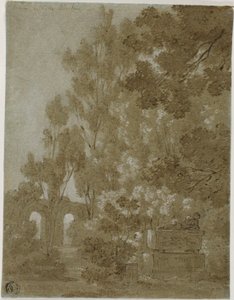 Vue des arcs en ruine et du tombeau de la Villa Borghèse - Gaspard Dughet