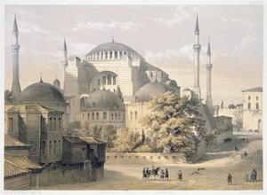 Haghia Sophia, planche 19 : vue extérieure de la mosquée, gravée par Louis Haghe (1806-85) publiée en 1852 - Gaspard Fossati