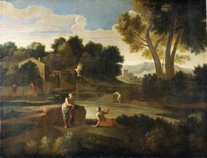 Paysage classique avec personnages - Gaspard Poussin Dughet