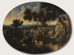Paysage rocheux avec chasseurs, vers 1635 - Gaspard Poussin Dughet