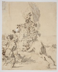 Cavalier et orientaux combattant