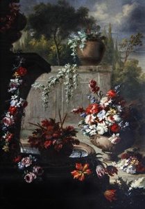 Nature morte de fleurs dans des vases ornementaux - Gasparo Lopez