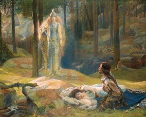 La Révélation. Brunhilde voyant Siegmund et Sieglinde, 1893 - Gaston Bussiere