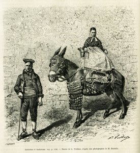 Andorre et Andorre. Gravure de G.Vuillier, pour illustrer le récit Le val d