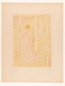 Femmes chassant dans une forêt - Gaston de Latenay (signed by artist)