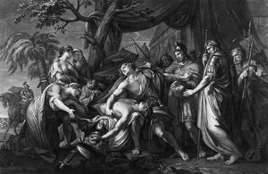 Achille pleure la mort de Patrocle, gravé par Domenico Cunego, 1764