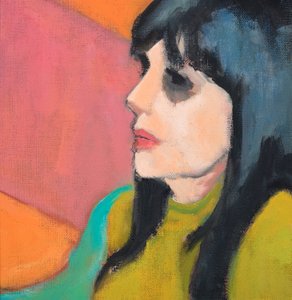 Cheveux noirs, pull-over à la chaux, 2017 (huile sur toile) - Genevieve French