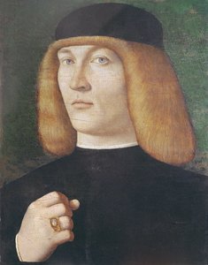 Portrait d&39;un jeune homme (huile sur bois de peuplier) - Gentile Bellini