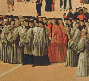 Procession de la place Saint-Marc, détail des chanteurs, 1496 huile sur toile détail de 59423 - Gentile Bellini