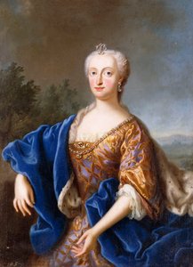 Portrait de Maria Amalia, debout, trois-quarts de longueur, portant une robe brodée - Georg (circle of) Desmarees