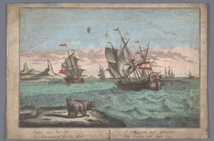 Vue des navires naviguant sur la mer de glace - Georg Balthasar Probst (possibly)