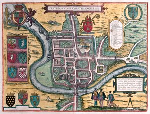 Chester - Grande-Bretagne, dans "Civitates Orbis Terrarum" de Georg Braun, Cologne 1617 - Georg Braun