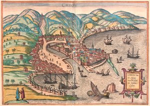 Chios, Grèce - dans "Civitates Orbis Terrarum" de Georg Braun, Cologne 1617 - Georg Braun