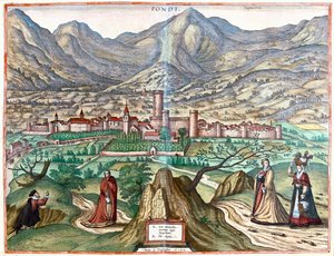 Fondi (pays romain), Italie - dans "Civitates Orbis Terrarum" de Georg Braun, Cologne 1617
